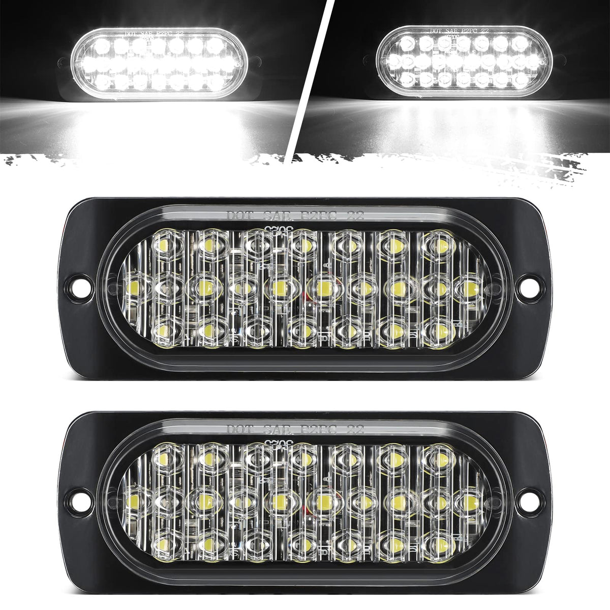 Partsam front view marker light showing bright LEDs and clear lens for improved visibility