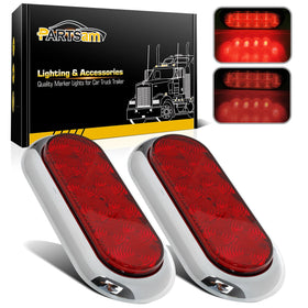 Partsam front view of 10 LED oval tail light showing clear signal benefit