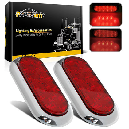 Partsam front view of 10 LED oval tail light showing clear signal benefit
