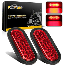 Partsam front view of red oval LED tail light showing clear stop/turn visibility