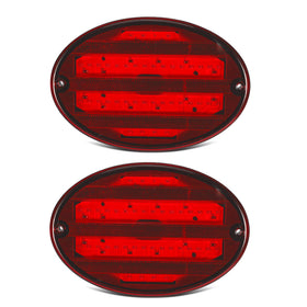 Partsam front view of oval tail light showing bright LED pattern and visibility