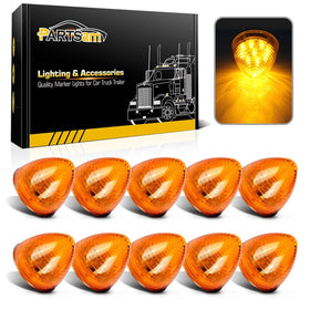 Partsam front view of 10 amber beehive lights showing compact design and fleet-ready benefit
