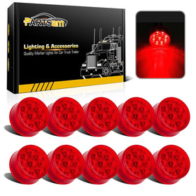 Partsam front view of ten 2-inch red marker lights showing uniform appearance and easy replacement benefit