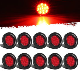 Partsam front view of 10-pack red lights showing compact DOT approved design and clear visibility
