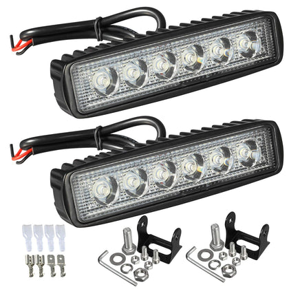 Partsam front view of two 6-inch LED pods showing compact design and bright output