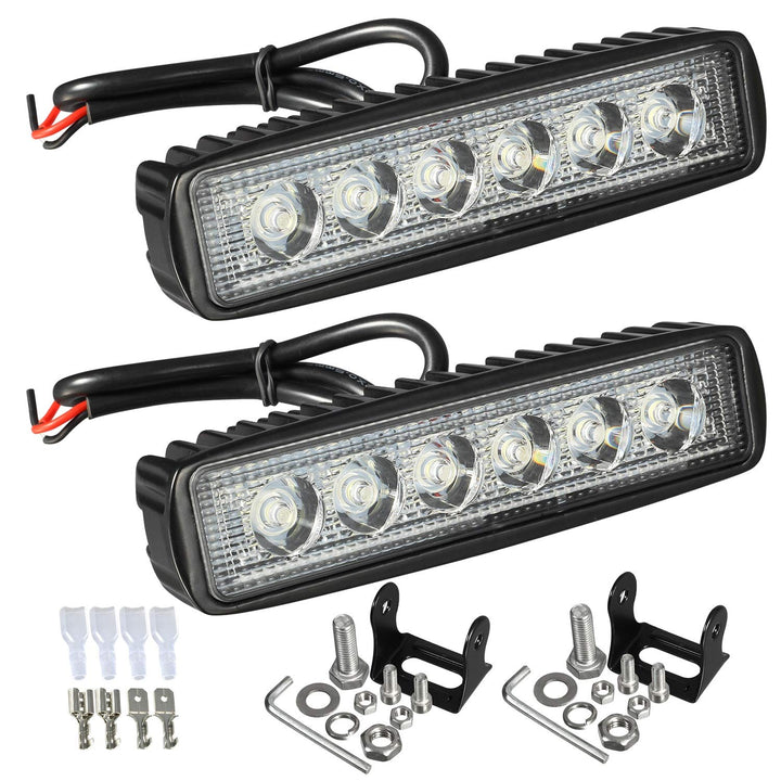 Partsam front view of two 6-inch LED pods showing compact design and bright output