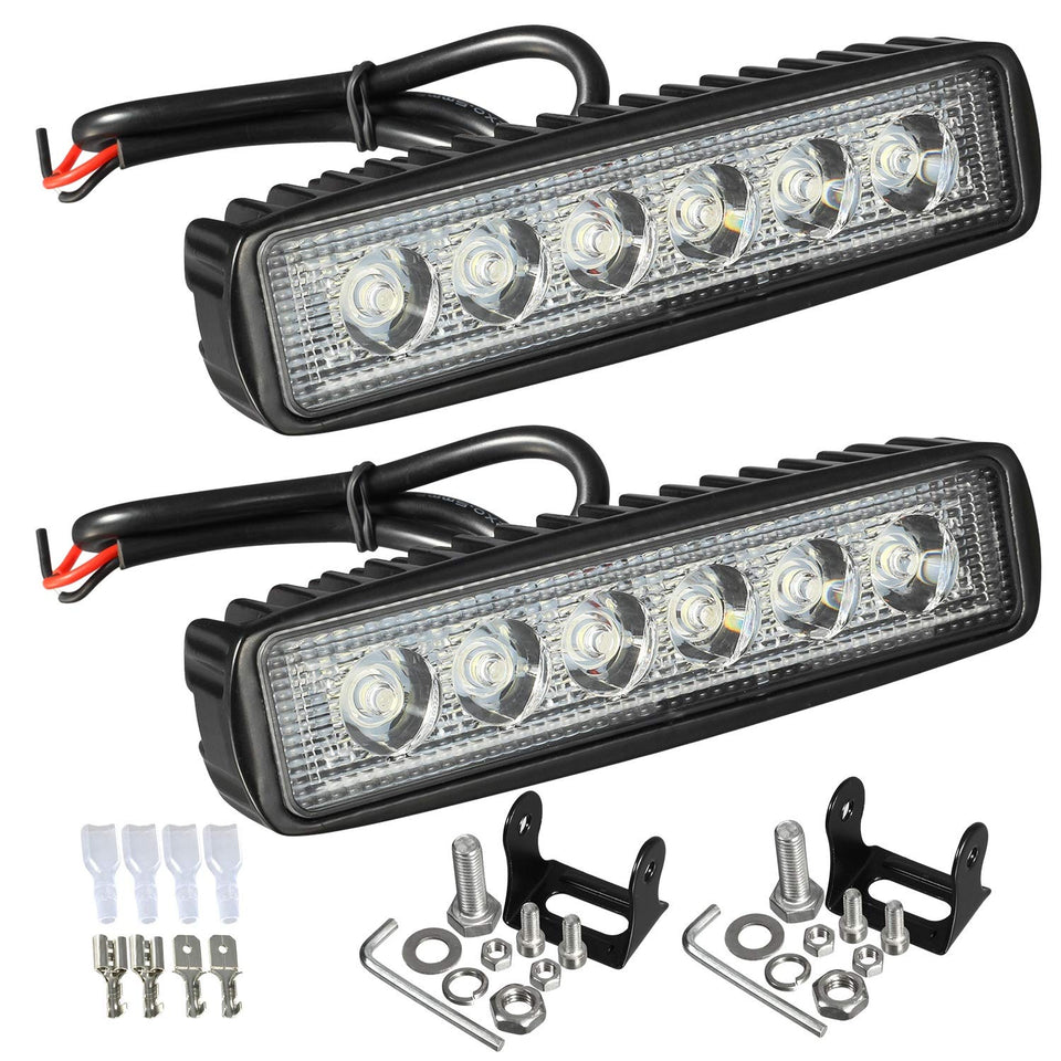 Partsam front view of two 6-inch LED pods showing compact design and bright output