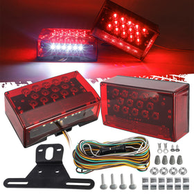 Partsam front view of rectangular LED tail lights showing bright signals