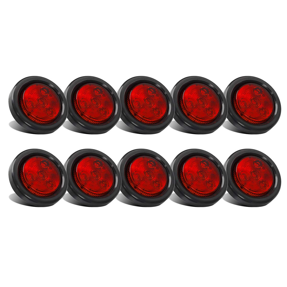 Partsam front view of red 2 inch marker light showing compact design and reliability