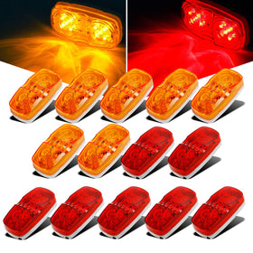 Partsam front view red amber marker showing clear lens and bullseye LEDs for safety