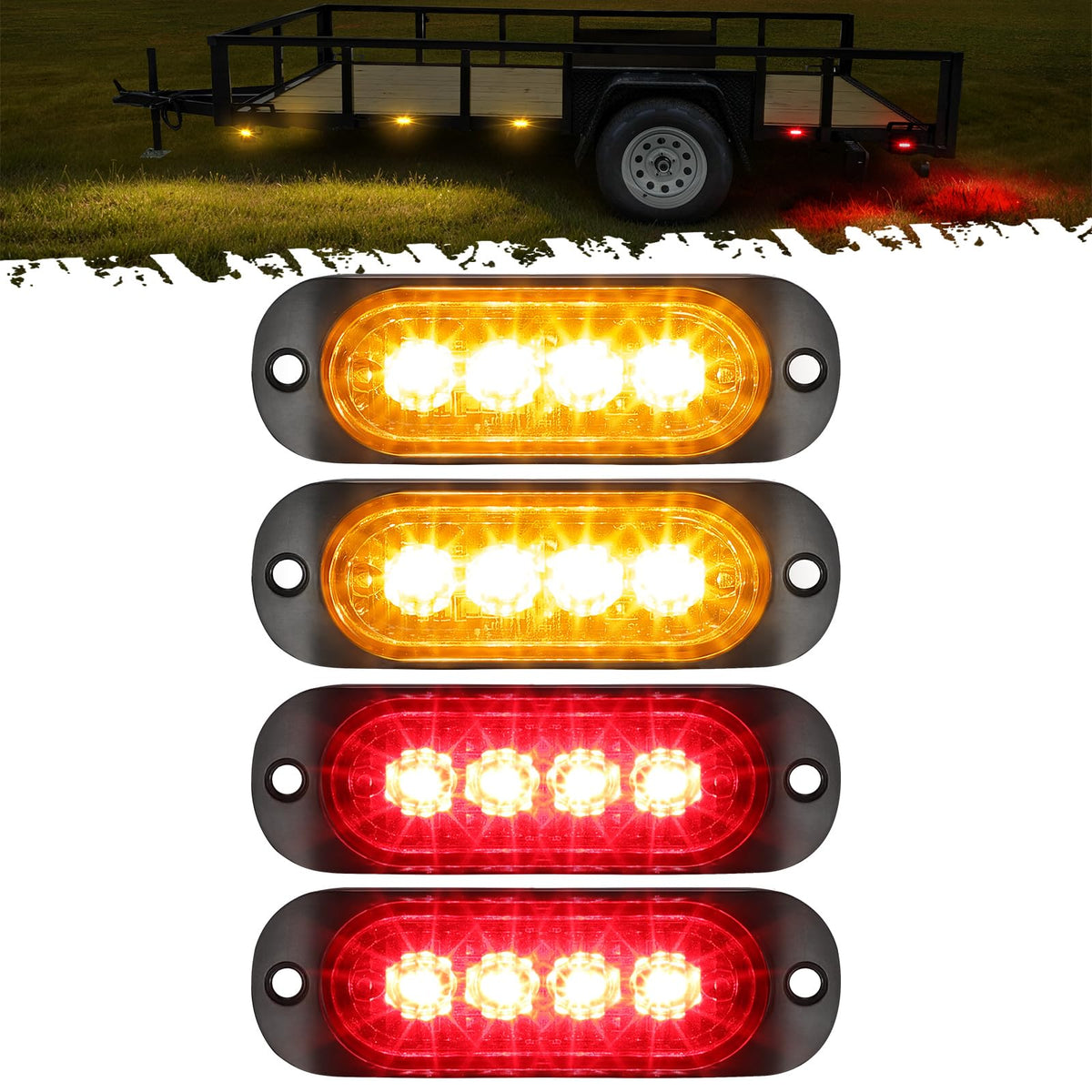 Partsam front view of red and amber marker lights showing bright signal