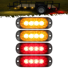 Partsam front view of red and amber marker lights showing bright signal
