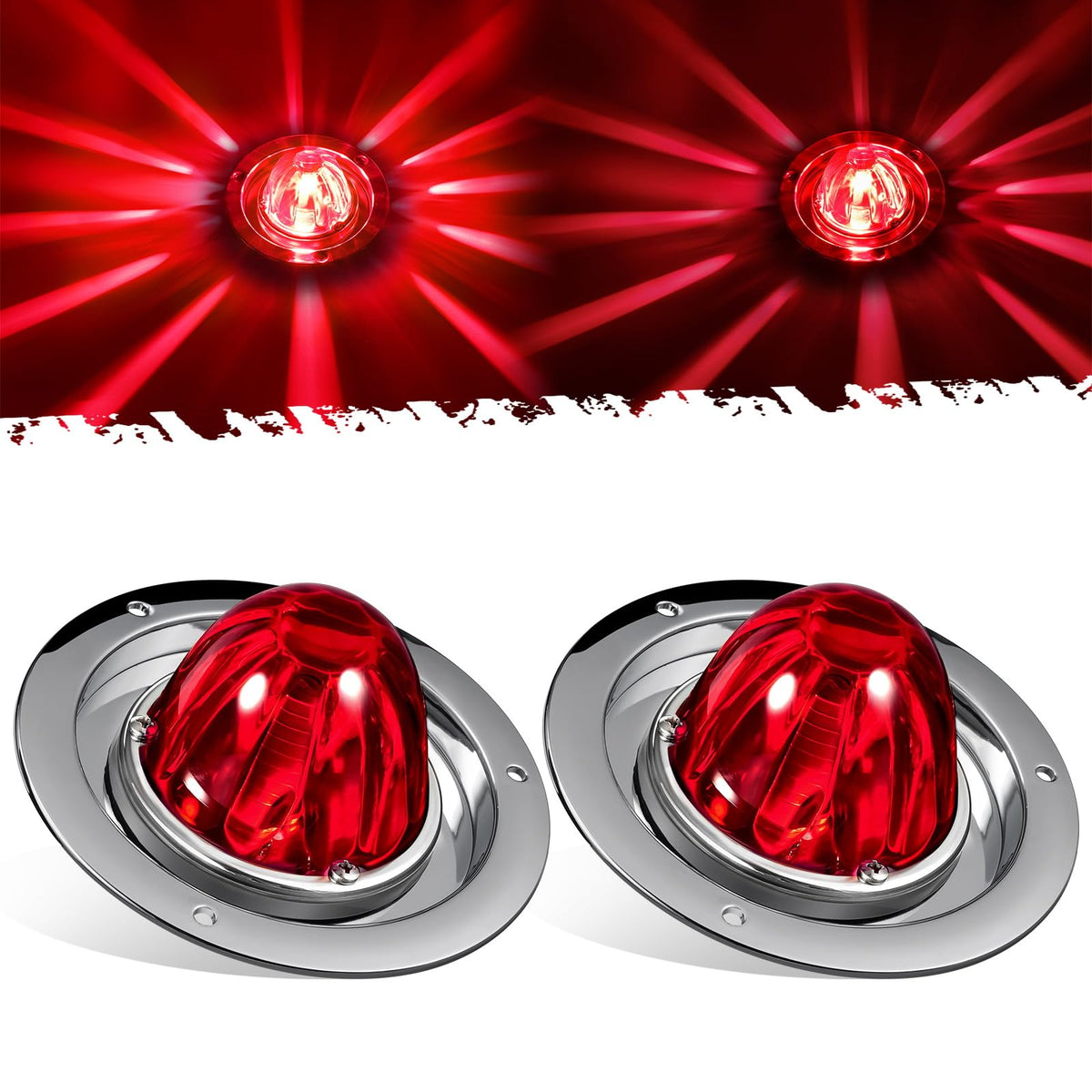 Partsam front red glass lens showing bright visible signal