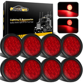 Partsam front view of 4-inch red LED light showing clear signaling benefits