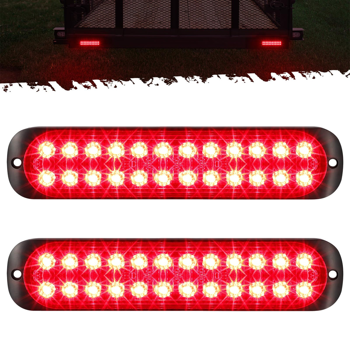 Partsam front view red LED tail light showing bright illumination and durability