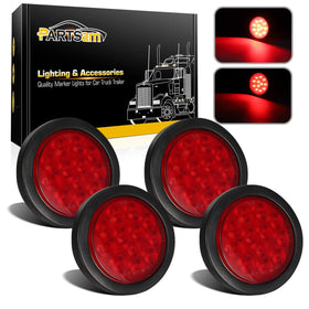 Partsam front view red lens showing bright LED cluster and clear signaling benefit