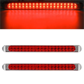 Partsam front view of red 17-inch LED bar showing bright visibility