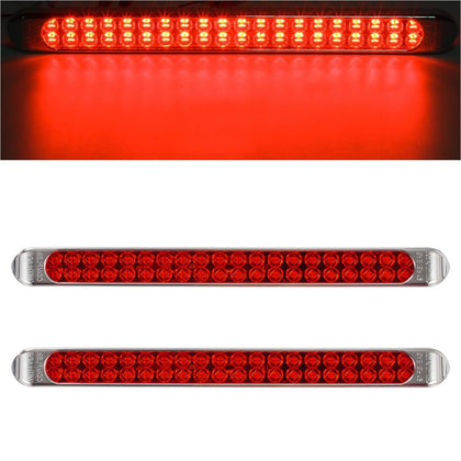 Partsam front view of red 17-inch LED bar showing bright visibility