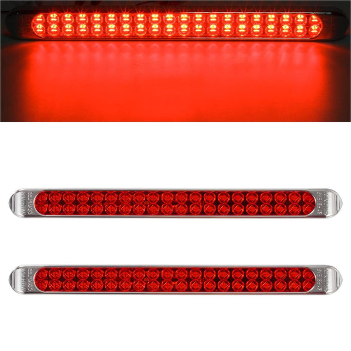 Partsam front view of red 17-inch LED bar showing bright visibility