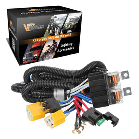 Partsam front view relay harness showing full assembly and easy plug-in benefit