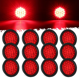 Partsam front view 4-inch round light showing bright LED lens and improved visibility