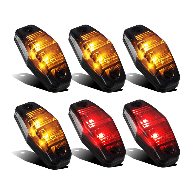 Partsam front view of six smoked side marker lights showing compact profile and durable finish