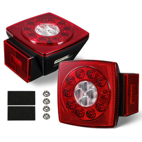 Partsam front view square LED trailer light showing compact design and clear signaling
