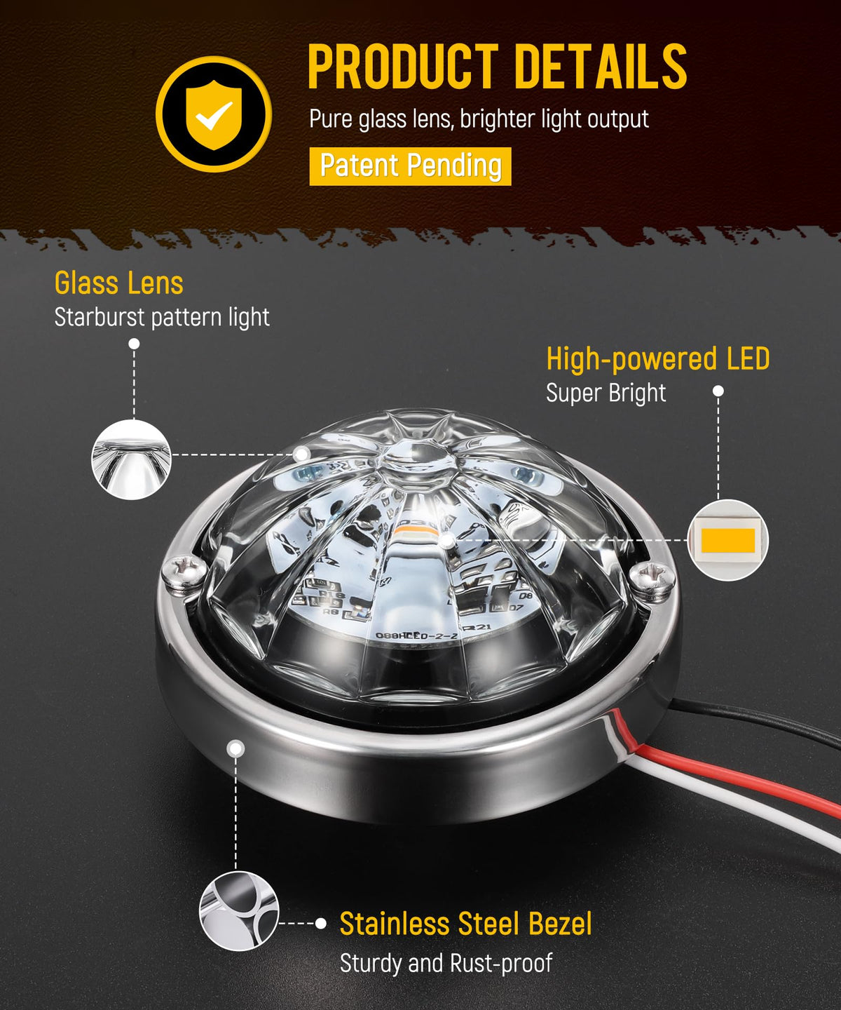 Partsam close-up of clear glass lens highlighting light transmission