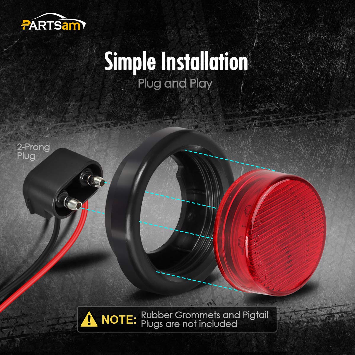 Partsam illuminated red marker at night highlighting improved road presence and low power draw
