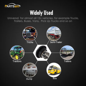 Partsam mounted on trailer side showing real-world fit and improved road visibility benefit