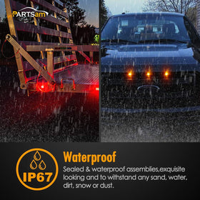 Partsam illuminated on RV rear at night showing bright marker visibility benefit