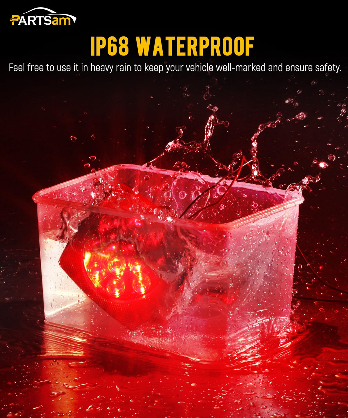 Partsam installed on a boat trailer at dock improving nighttime visibility