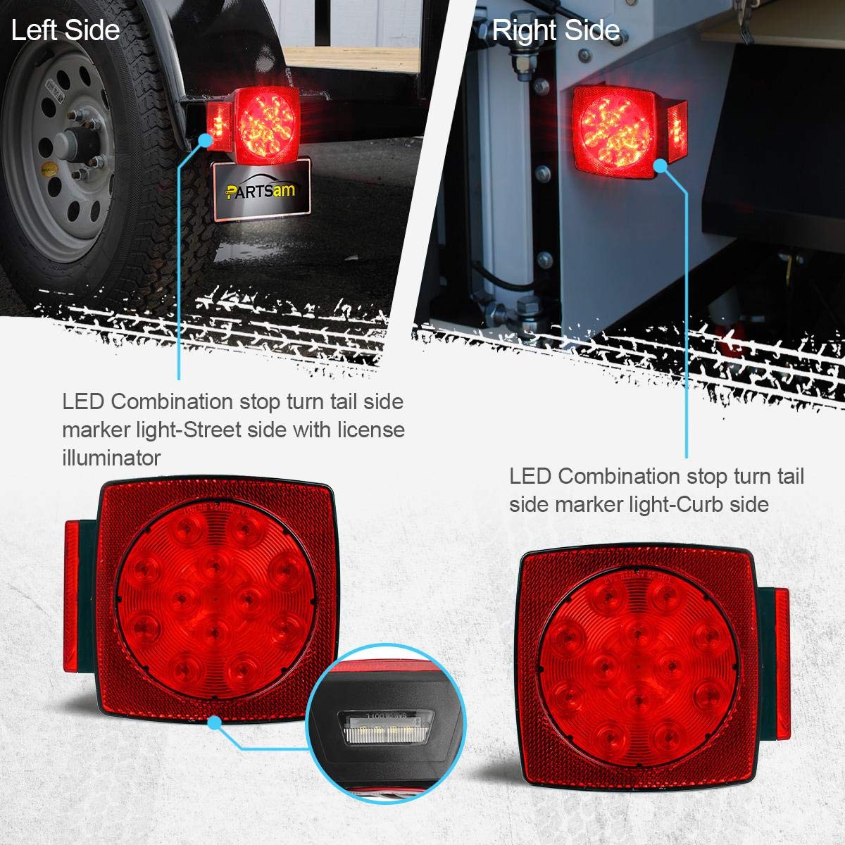 Partsam installed on boat trailer demonstrating improved visibility