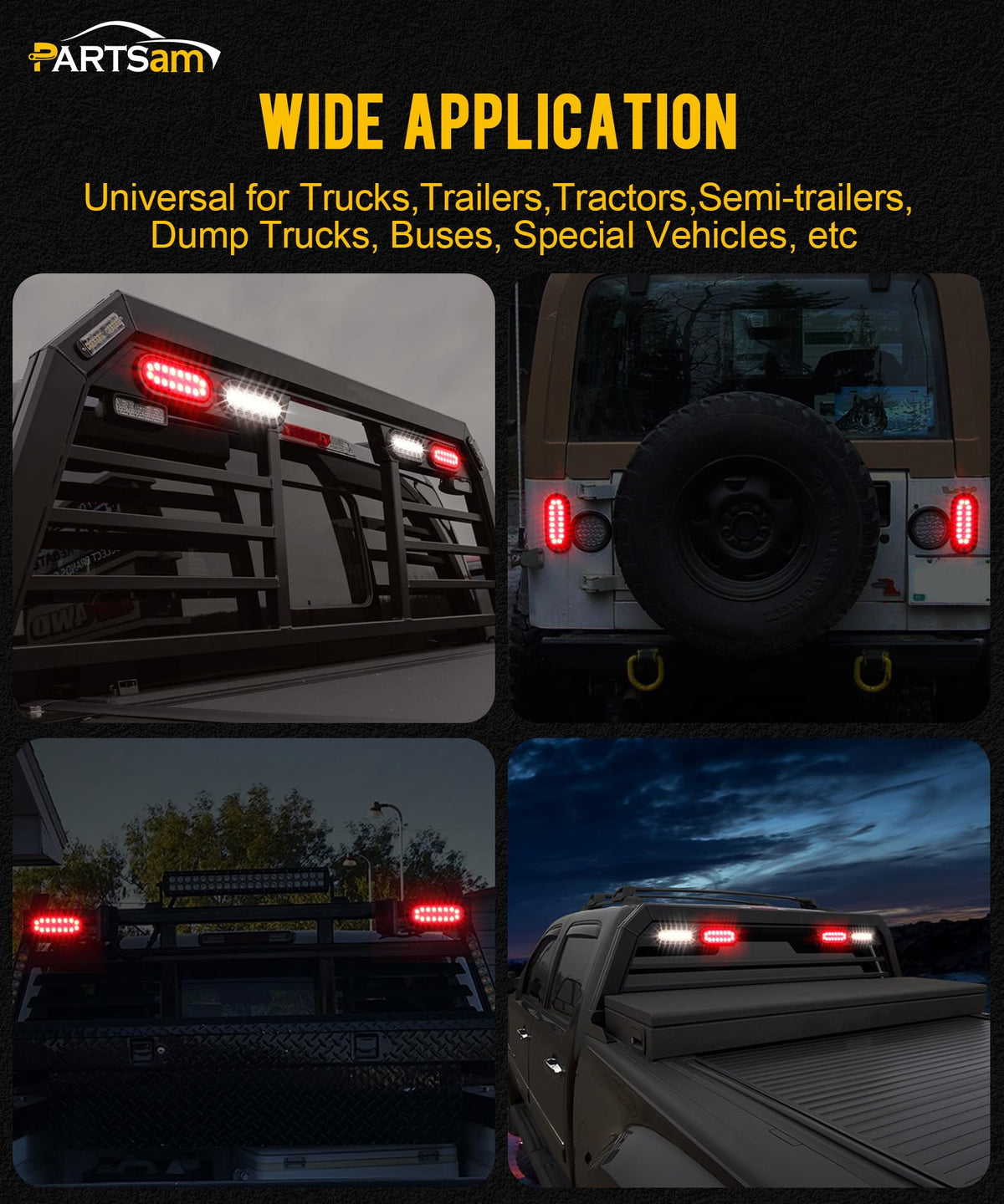 Partsam installed on trailer showing tail and reverse function, enhances rear safety visibility