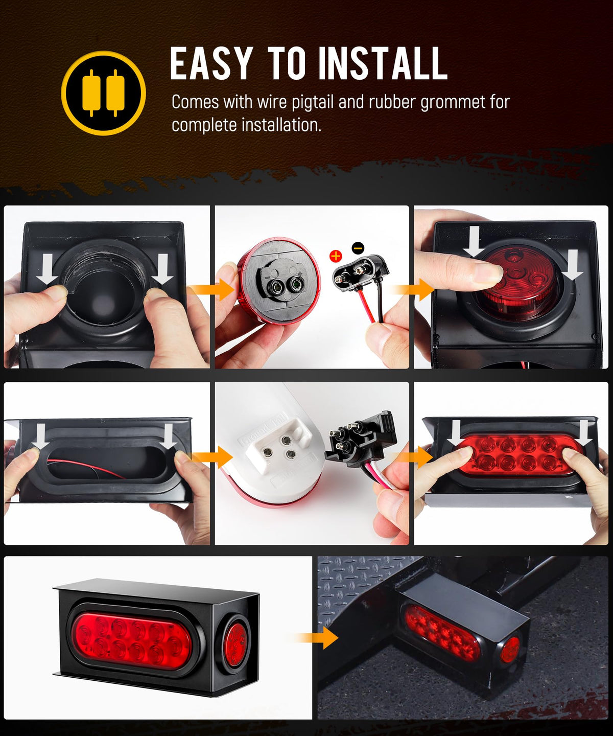 Partsam tail lights installed on trailer rear demonstrating improved night visibility