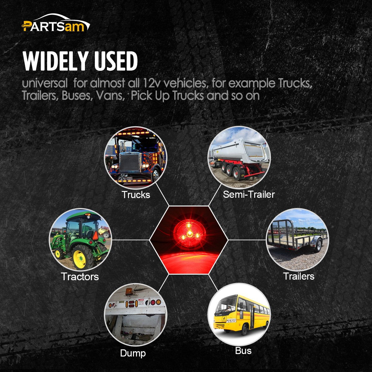 Partsam installed on trailer side at night improving visibility and safety