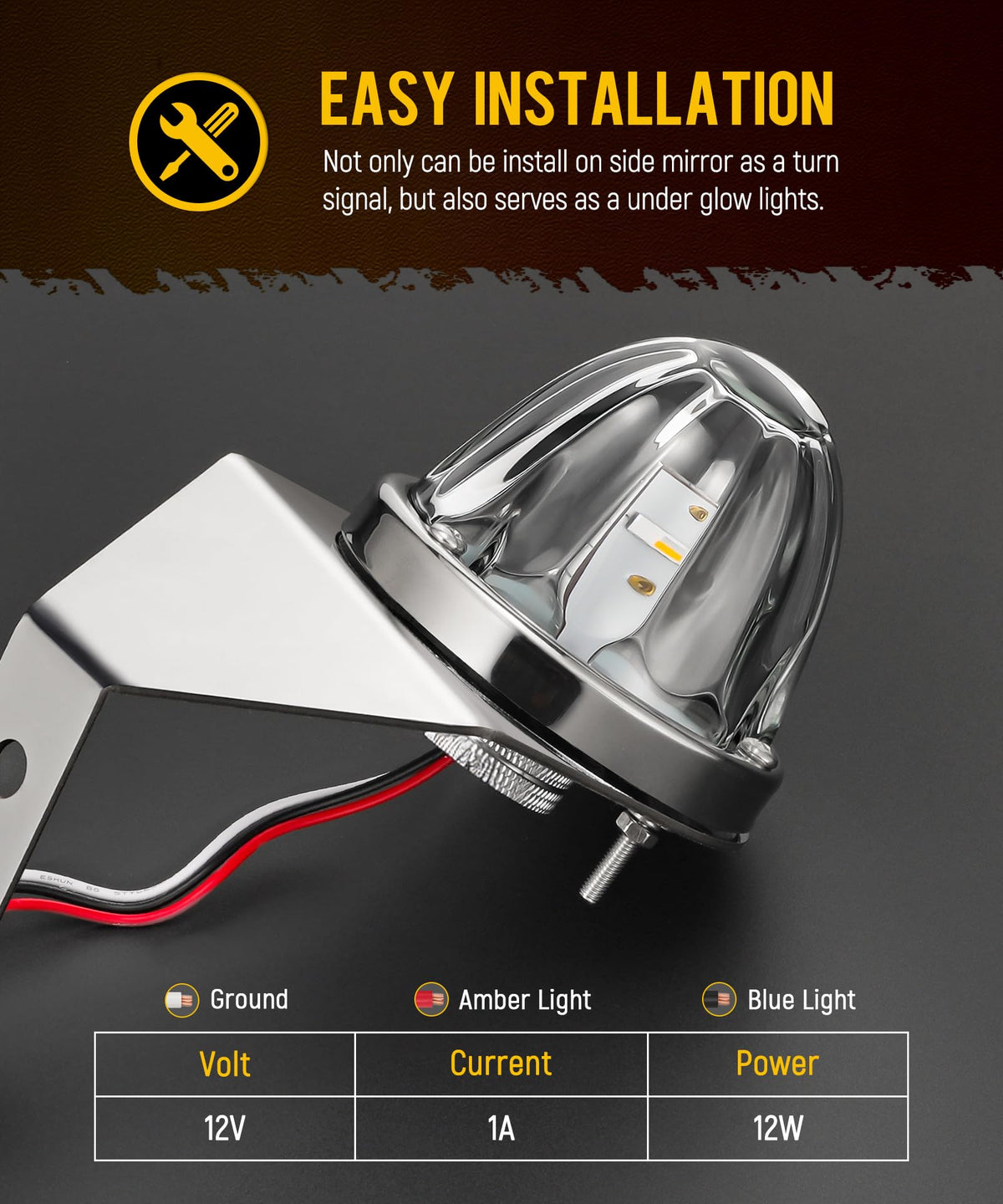 Partsam installed on truck mirror showing improved signaling and safety benefit