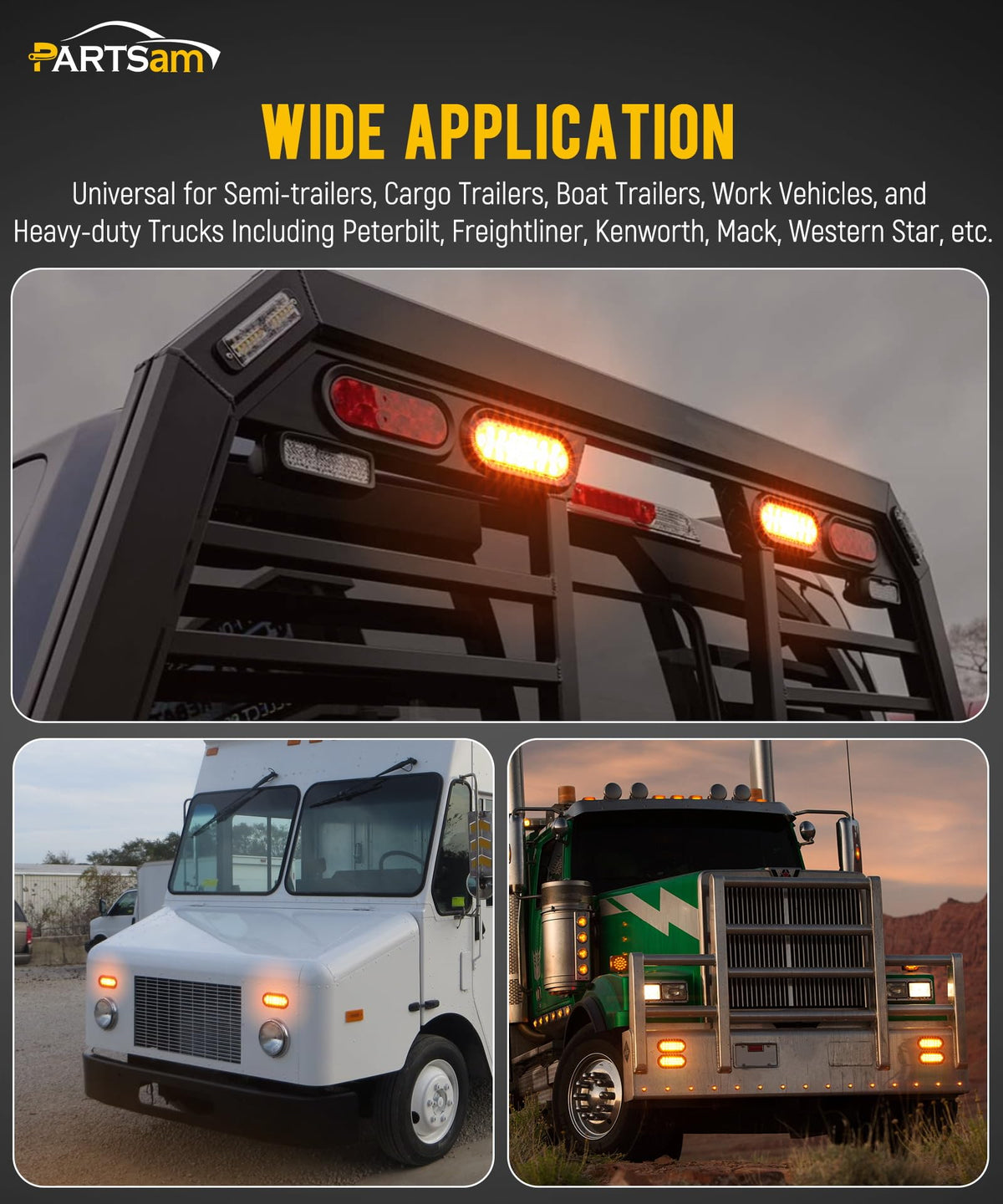 Partsam installed on truck tail for improved roadside visibility