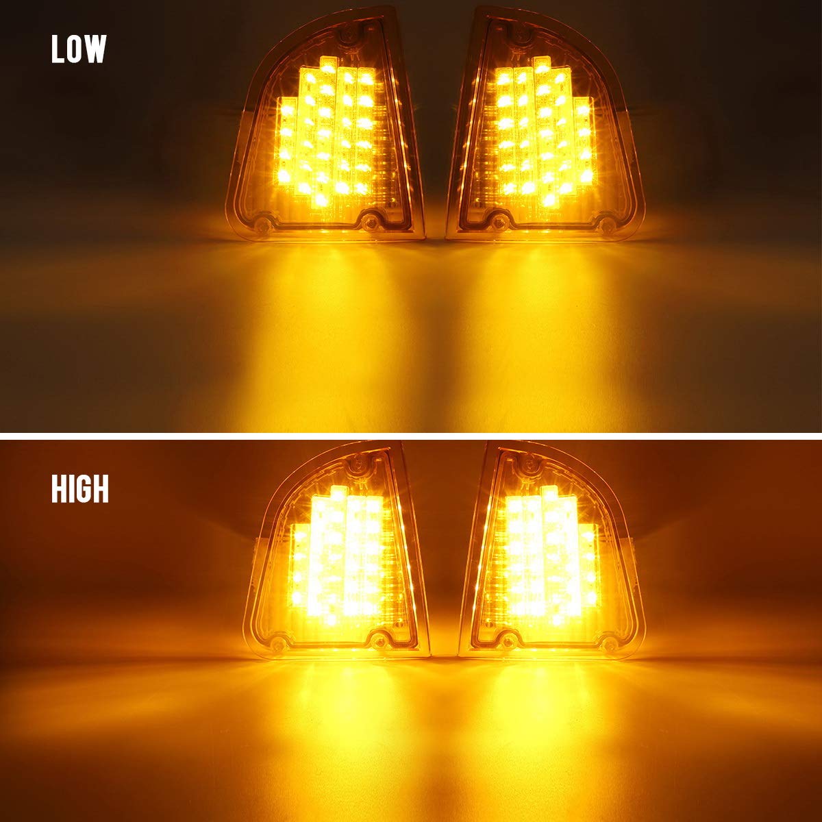 Partsam LED array closeup showing 29 amber LEDs for brighter signaling