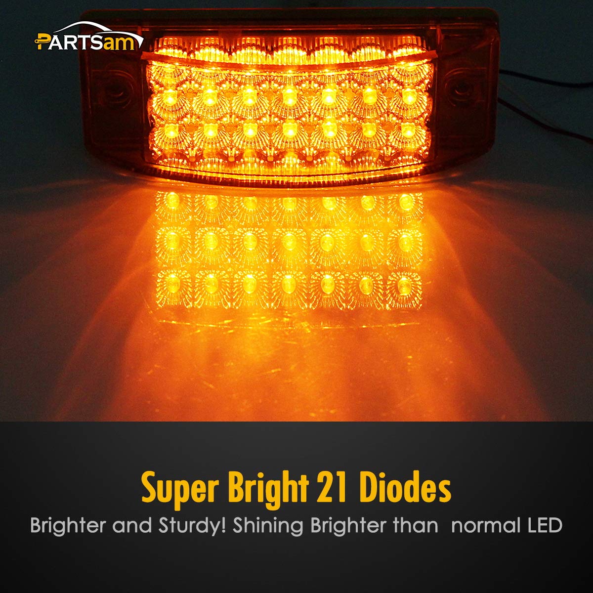 Partsam close-up of 21 LED array highlighting bright, uniform amber illumination