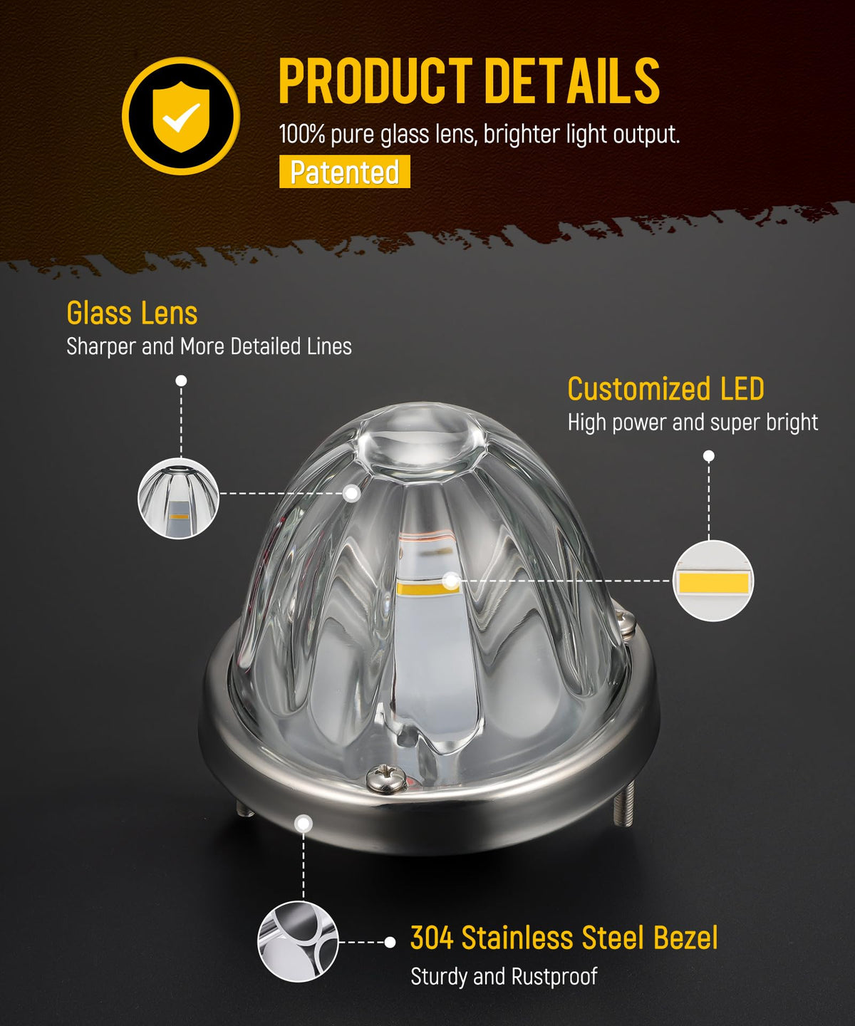 Partsam lit LED starburst pattern demonstrating high visibility benefit