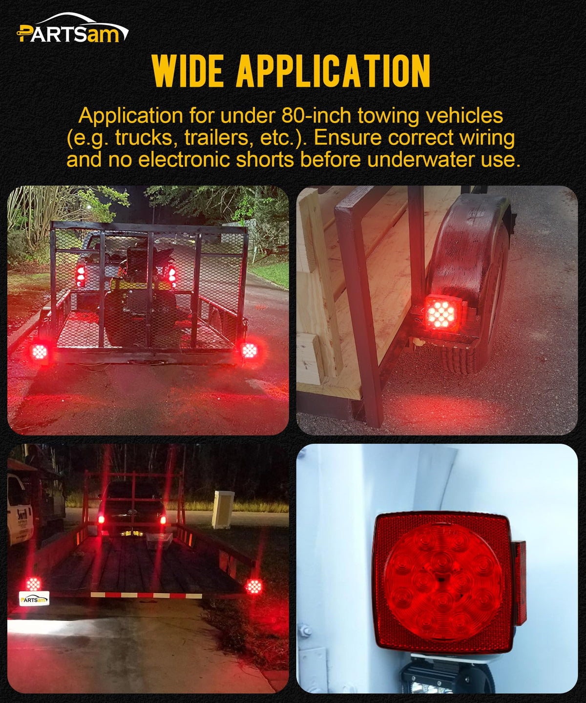 Partsam illuminated white license LEDs showing clear plate visibility at night