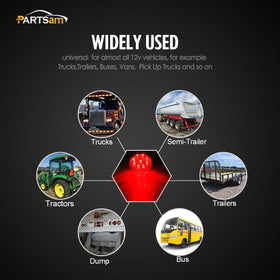 Partsam nighttime road scene showing bright red markers improving visibility and safety