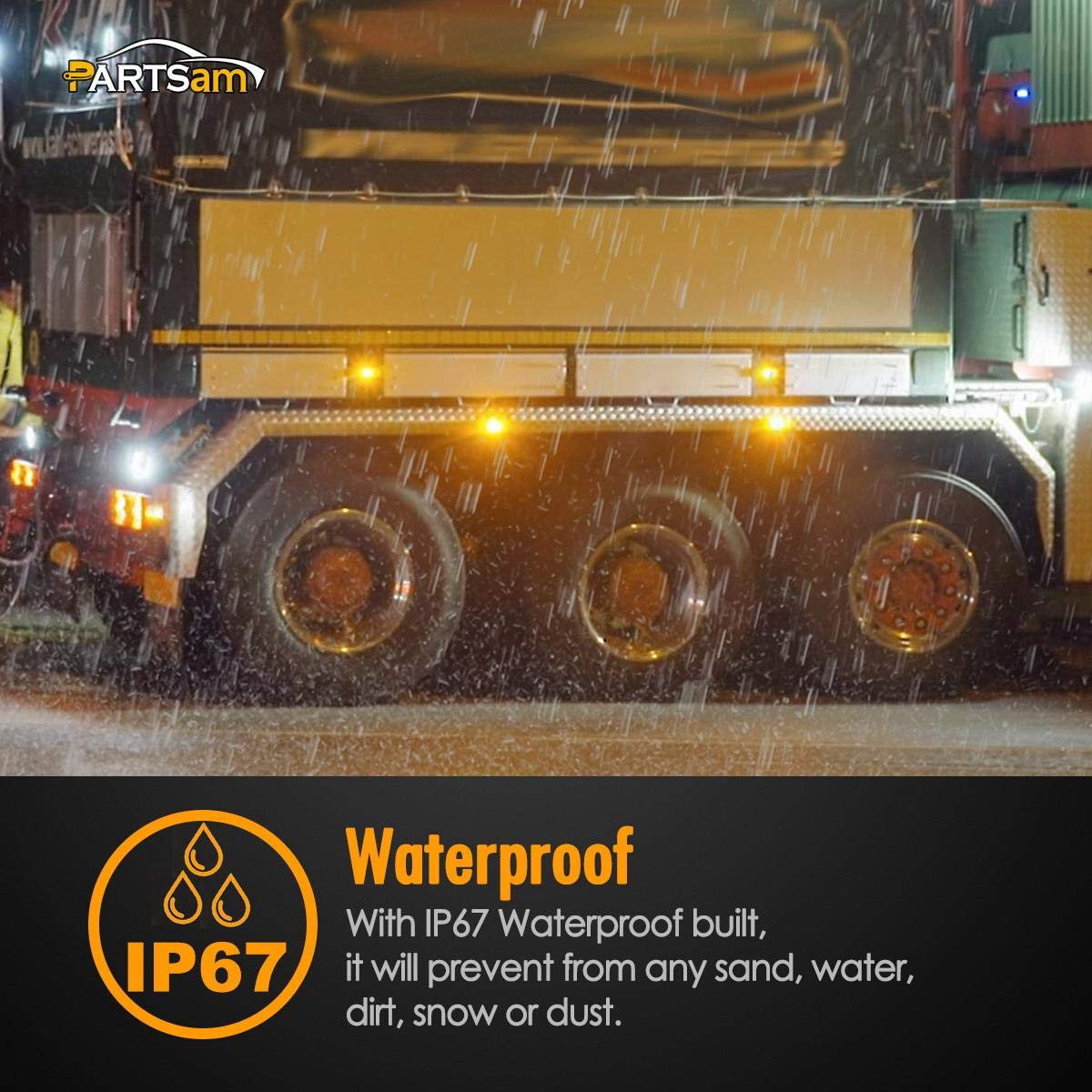 Partsam lifestyle RV night visibility showing bright marker light safety benefit