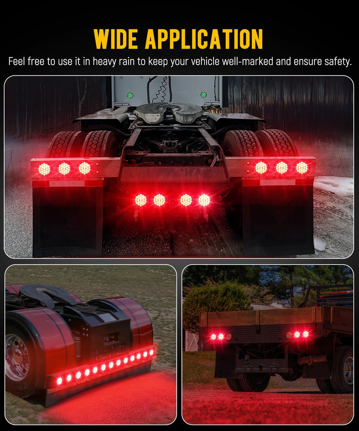 Partsam on a towing trailer at dusk showing enhanced rear visibility and safety