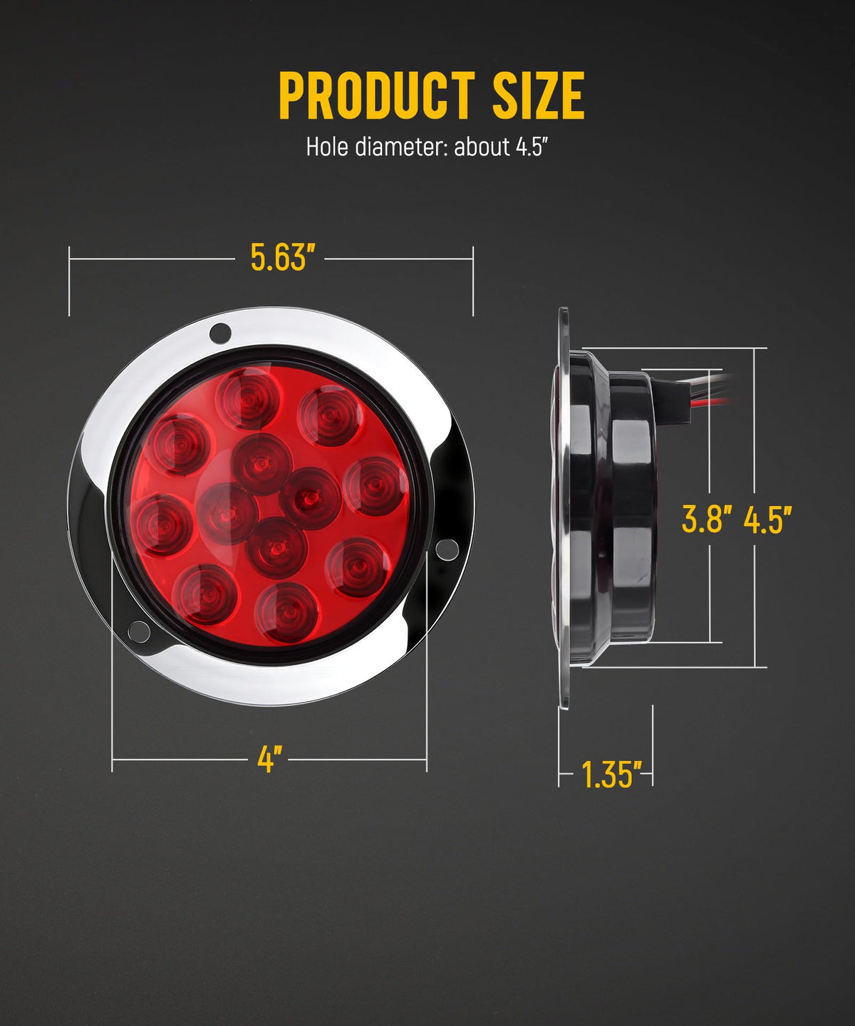 Partsam illuminated at night demonstrating bright backup and brake visibility
