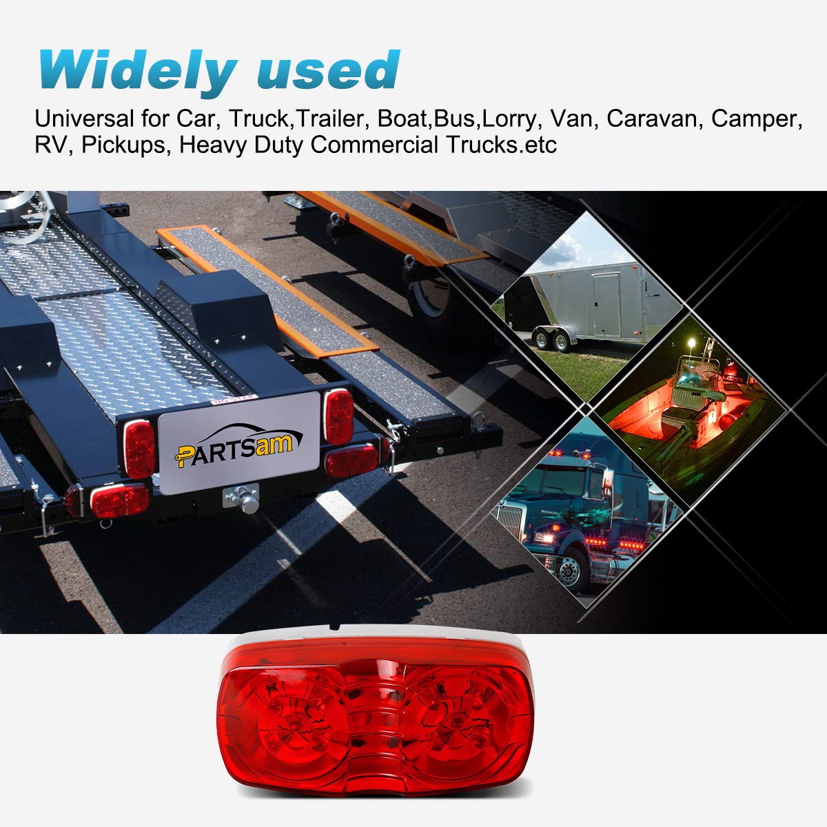 Partsam five lights installed along trailer side illustrating fleet uniformity