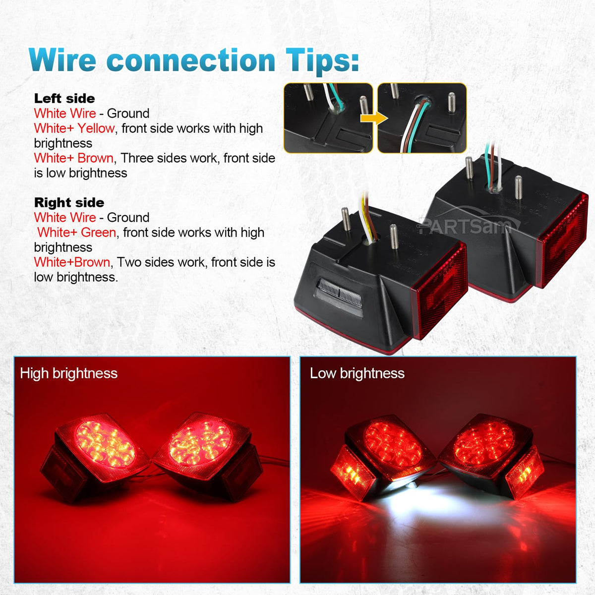 Partsam red mini oval side marker close-up offering reflective brake visibility