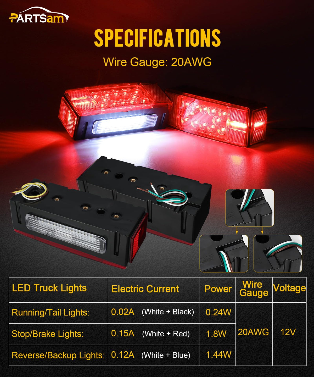 Partsam lights mounted on boat trailer in water showing submersible reliability