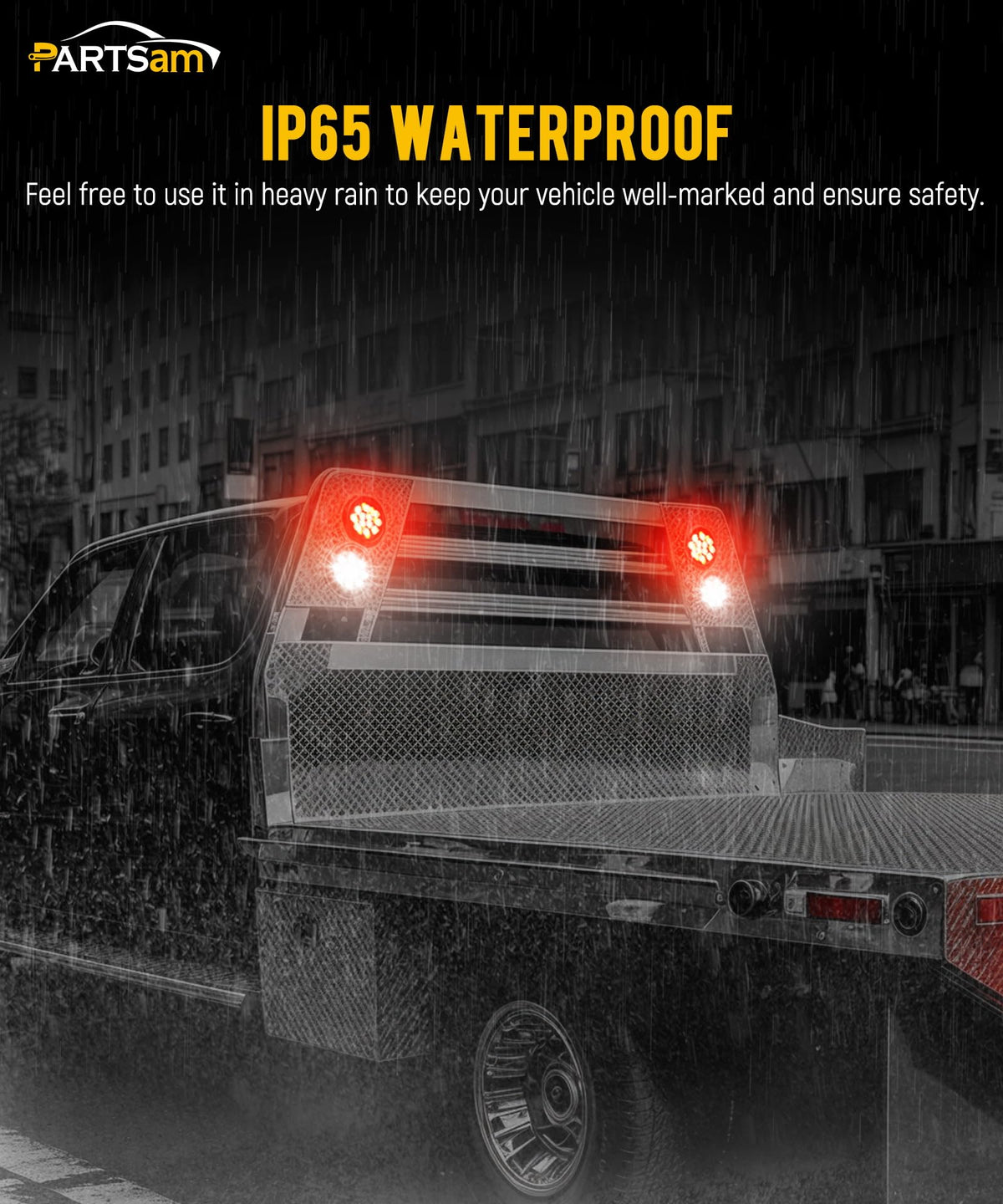 Partsam installed on trailer rear demonstrating real-world visibility and safety benefit